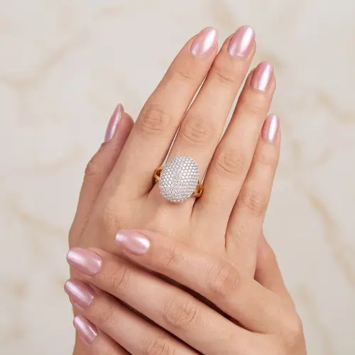 Anel de Ouro modelo Pavê com 154 Diamantes