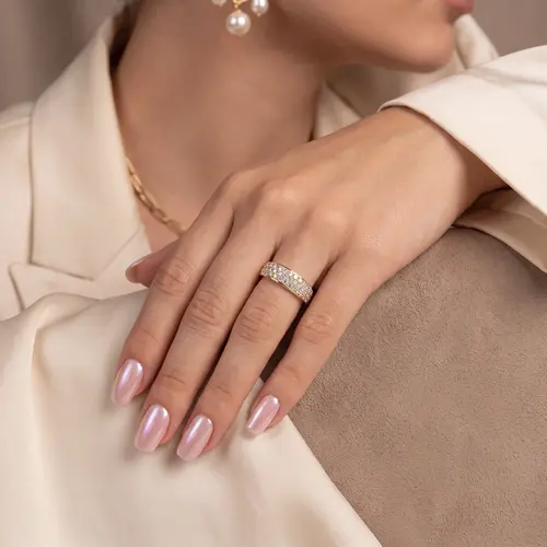 Anel de Ouro modelo Colmeia com 35 Diamantes