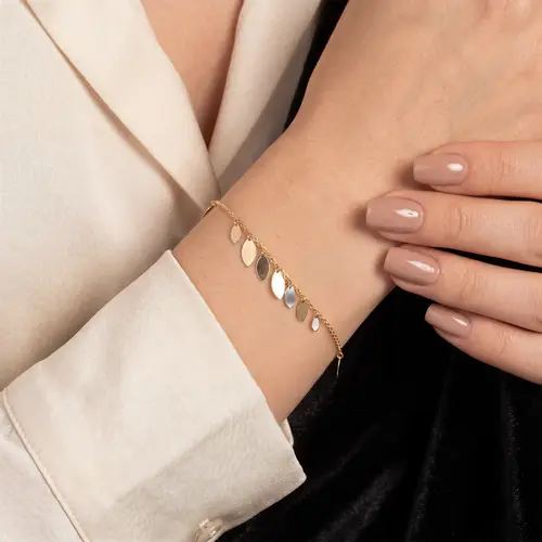 Pulseira de Ouro 3 Cores, com Berloques