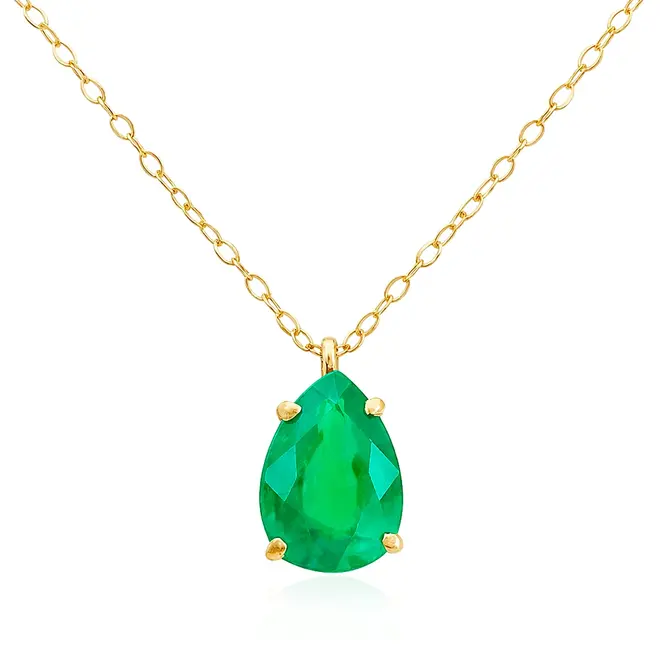 Pingente de Ouro Amarelo com Esmeralda Gota de 50 pts