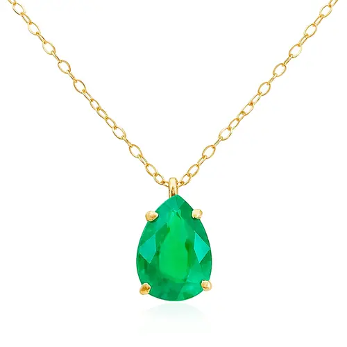 Pingente de Ouro Amarelo com Esmeralda Gota de 50 pts