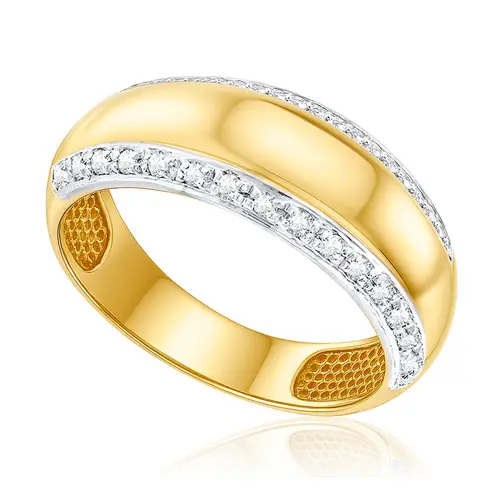 Anel de Ouro modelo Côncavo com 25 Pts em Diamantes