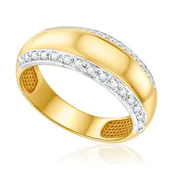 Anel de Ouro modelo Côncavo com 25 Pts em Diamantes