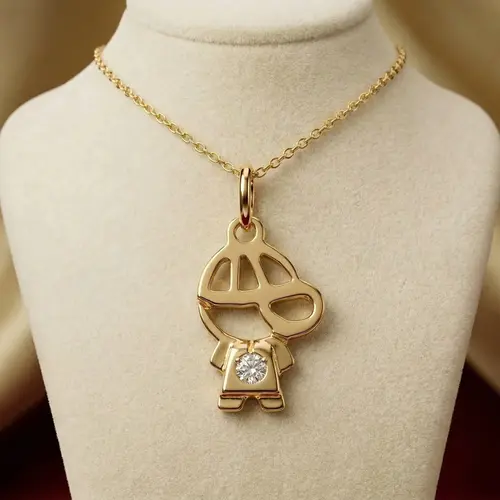 Pingente de Ouro Menininho com 1 Diamante