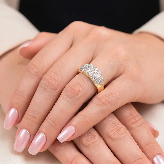 Anel Colmeia de Ouro com 1,20 Ct em Diamantes