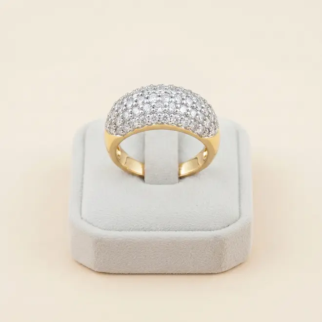 Anel Colmeia de Ouro com 1,20 Ct em Diamantes