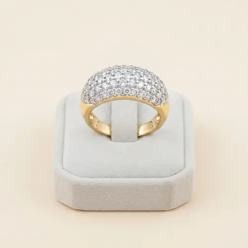 Anel Colmeia de Ouro com 1,20 Ct em Diamantes