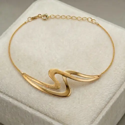 Pulseira de Ouro modelo Ondulado com efeito Acetinado