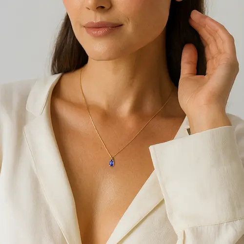 Colar de Ouro com Safira Gota de 56 Pts