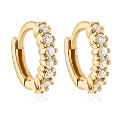 Par de Brincos Argola de Ouro com 12 Cristais e 2 Diamantes