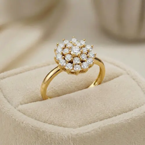 Anel Chuveiro de Ouro com 80 Pts em Diamantes