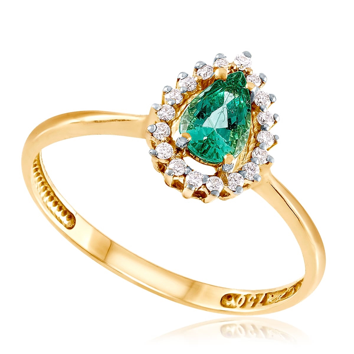Anel de Ouro com 18 Diamantes e Esmeralda de 40 Pts | Joias VIP