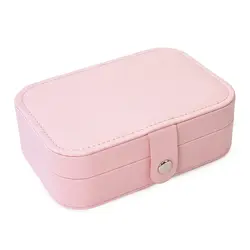 Porta Joias retangular em Corino Rosa com botão de pressão