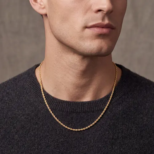 Corrente Masculina de Ouro - Malha Corda 60 cm - 4,2 gramas