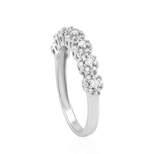 Meia Aliança de Ouro Branco com 49 Diamantes