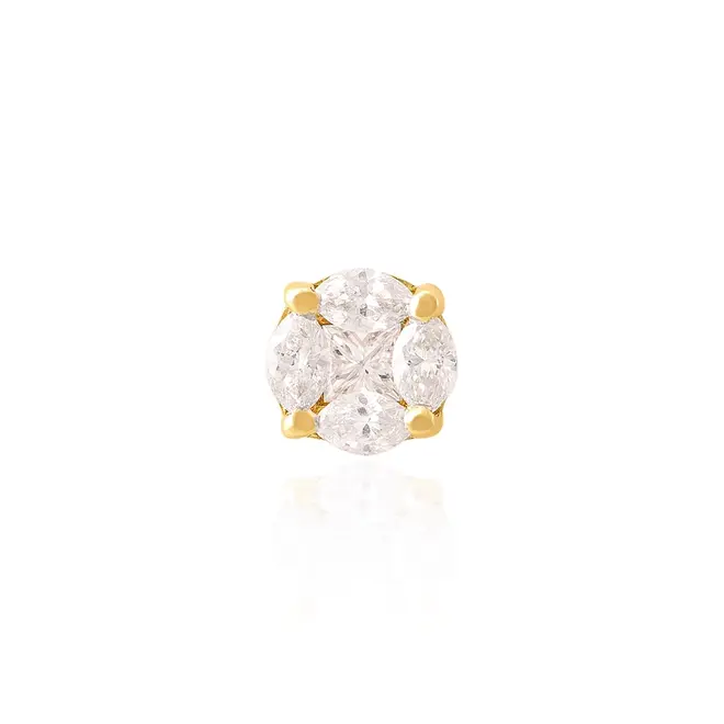 Pingente Chuveiro de Ouro Amarelo com 5 Diamantes