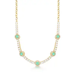 Choker com Cristais brancos e Cristais Turmalina Fusion, Acabamento em Ouro