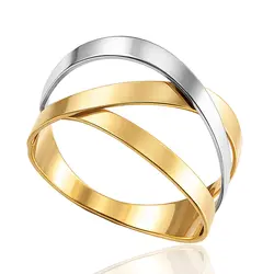 Anel Ondulado de Ouro 2 Cores com Efeito Acetinado