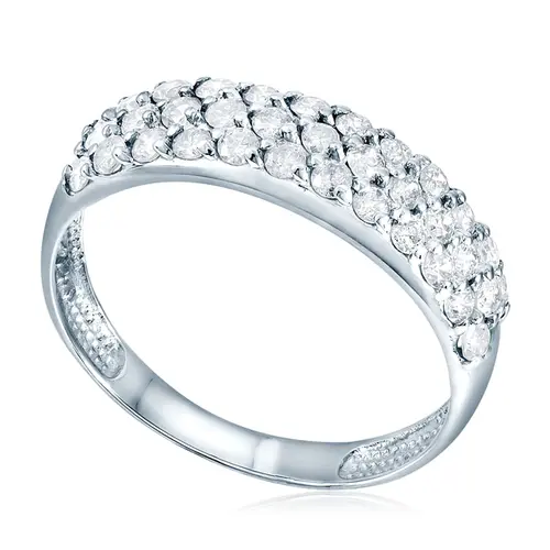 Anel Colmeia de Ouro Branco com 90 Pts em Diamantes