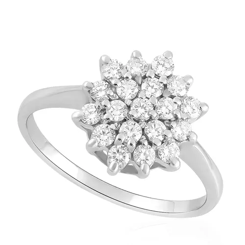 Anel Chuveiro de Ouro Branco com 38 Pts em Diamantes