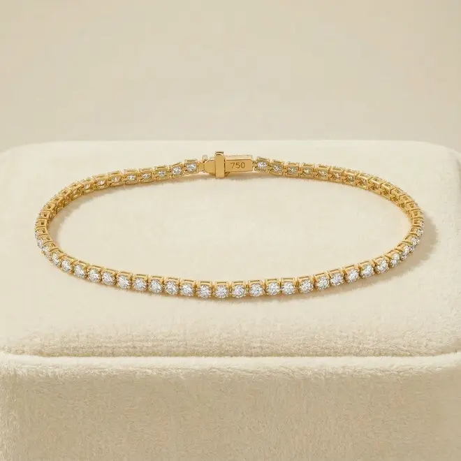 Pulseira Riviera de Ouro Amarelo com 3,38 ct em Diamantes