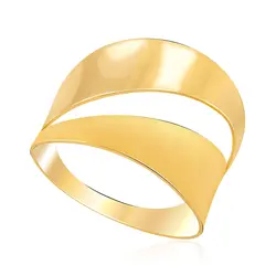 Anel de Ouro Amarelo com Vazado Diagonal