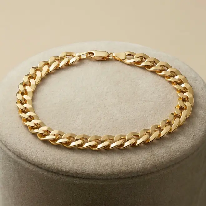 Pulseira Masculino de Ouro amarelo com Elos Groumet e 20cm