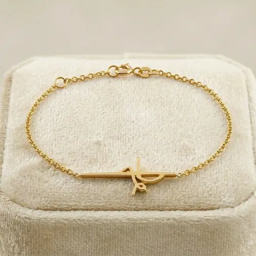 Pulseira Elos Portugueses de Ouro Amarelo com Escrita "Fé"