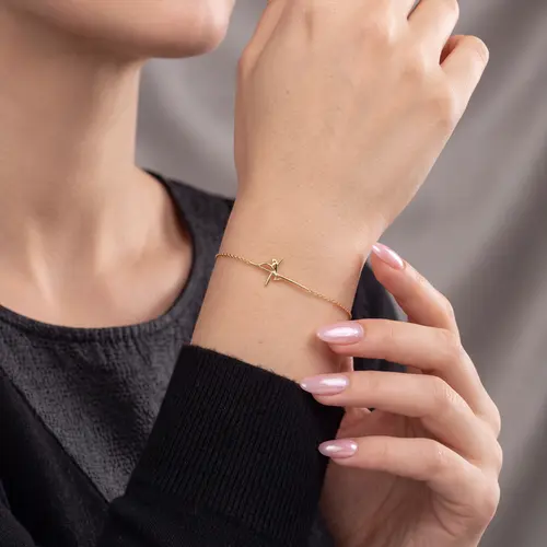 Pulseira Elos Portugueses de Ouro Amarelo com Escrita "Fé"