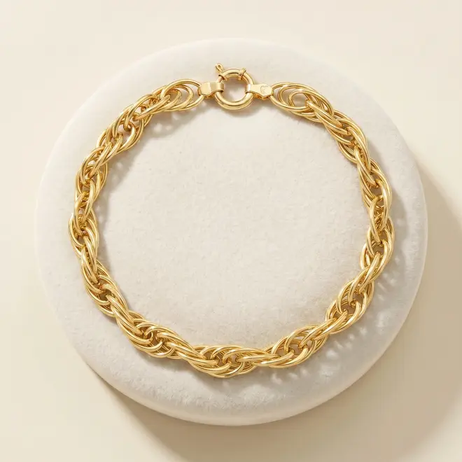 Pulseira Elos Trabalhados de Ouro Amarelo