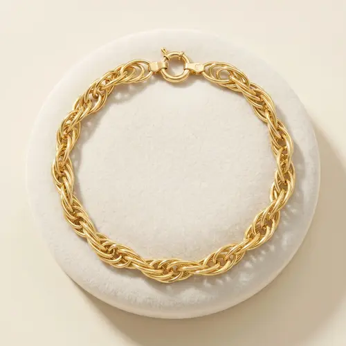 Pulseira Elos Trabalhados de Ouro Amarelo