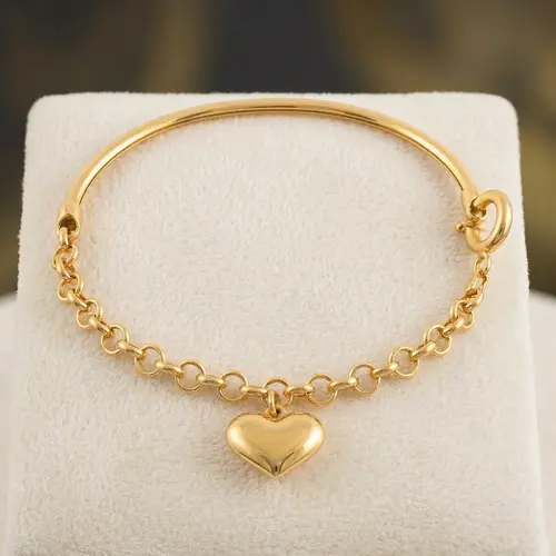Pulseira de Ouro Amarelo com Berloque Coração