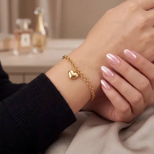 Pulseira de Ouro Amarelo com Berloque Coração