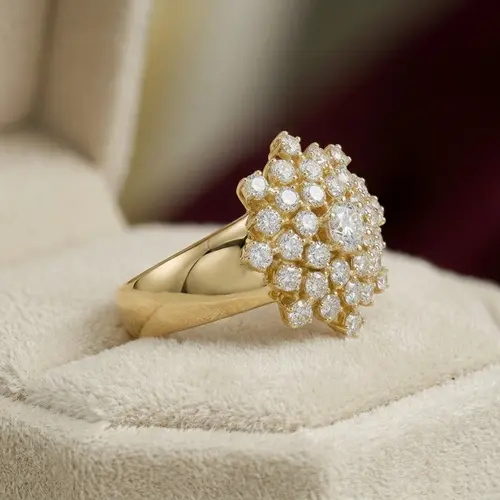 Anel Chuveiro de Ouro Amarelo com 1 ct em Diamantes