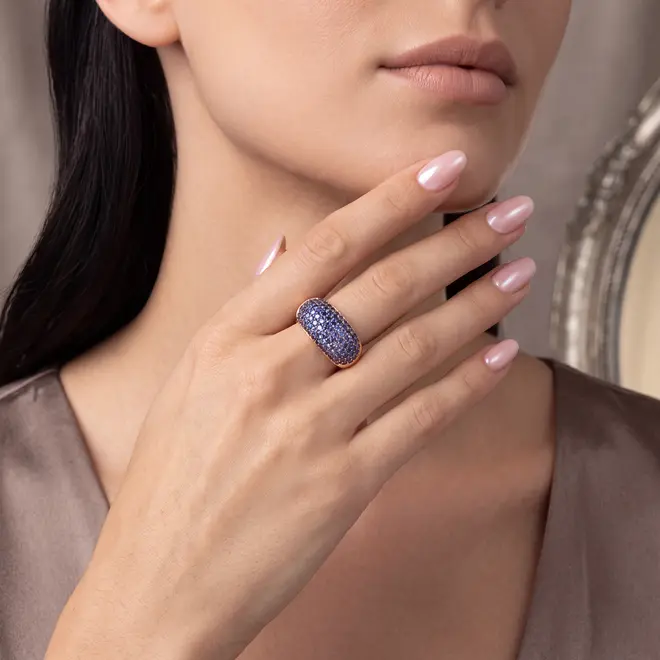 Anel Colmeia de Ouro Amarelo com 2,8 ct em Safiras