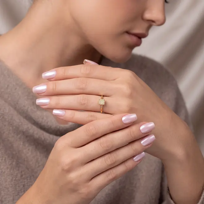 Anel Chuveiro de Ouro Amarelo com 7 Diamantes