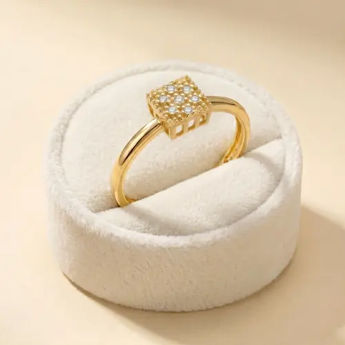 Anel Chuveiro de Ouro Amarelo com 7 Diamantes