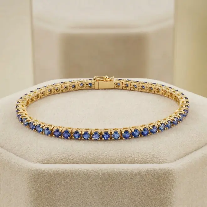 Pulseira Riviera de Ouro Amarelo com 2,6 ct em Safiras