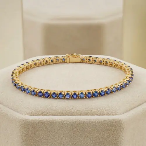 Pulseira Riviera de Ouro Amarelo com 2,6 ct em Safiras