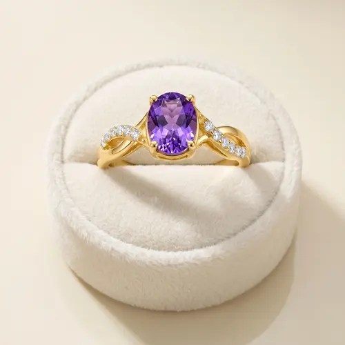 Anel de Ouro Amarelo com 12 Diamantes e Tanzanita de 2,0 ct