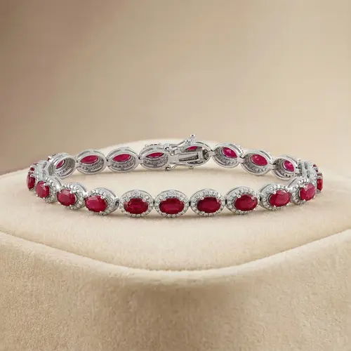 Pulseira de Ouro Branco com 1,51 ct em Diamantes e 10,92 ct em Rubis