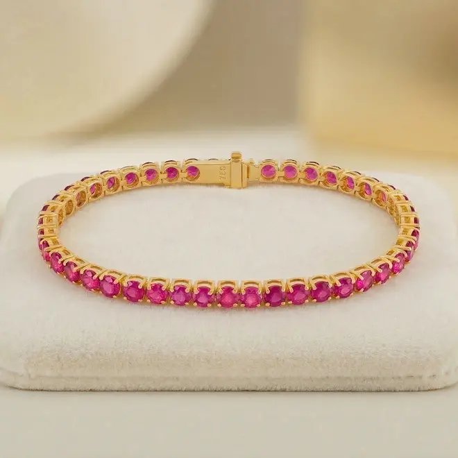 Pulseira Riviera de Ouro Amarelo com 13,33 ct em Rubis