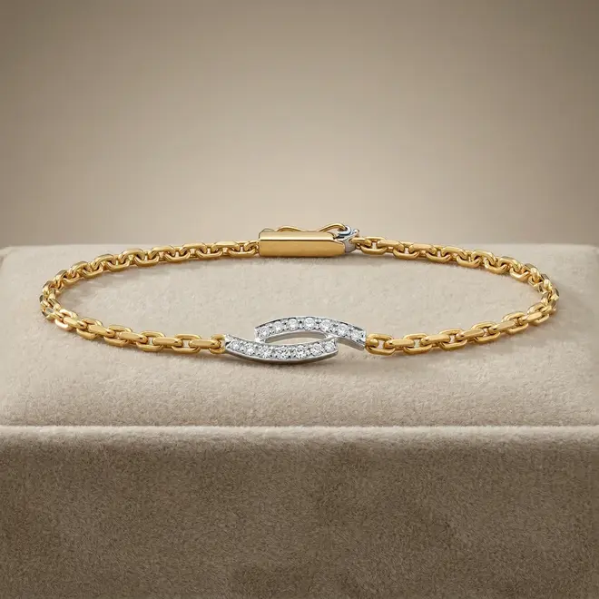 Pulseira de Ouro Amarelo com 12 Diamantes