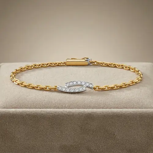 Pulseira de Ouro Amarelo com 12 Diamantes