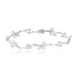 Pulseira Trabalhada de Ouro Branco com 10 Diamantes