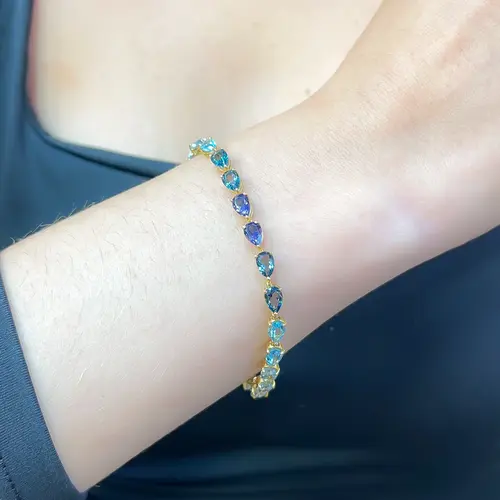 Pulseira de Ouro Amarelo com Mix de Gemas Gota