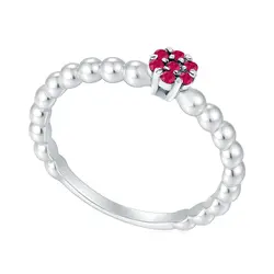 Anel Chuveiro de Ouro Branco com 7 Rubis