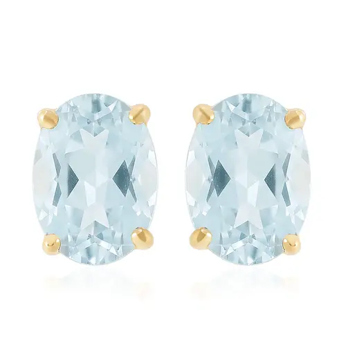 Par de Brincos de Ouro Amarelo com Águas Marinhas totalizando 1,6 Cts.
