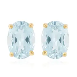 Par de Brincos de Ouro Amarelo com Águas Marinhas totalizando 1,6 Cts.