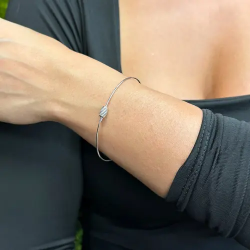 Bracelete de Ouro Branco com Fecho Rosqueável